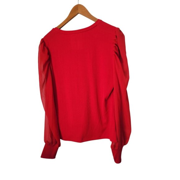 Women's Red Nine West L Chiffon Puff Long Sleeve - Picture 5 of 5